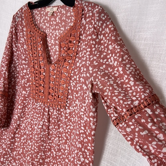 Y2K COMO blouse,women S, boho ,EC,Embroidered,cut outs, yoke,festival,pink/rust - Picture 4 of 16